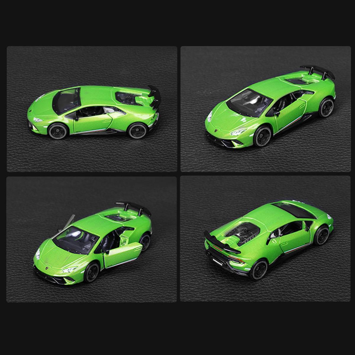 Bburago 1:64 Lamborghini Huracan Performante diecast model car with opening doors and sleek design, ideal for car enthusiasts.