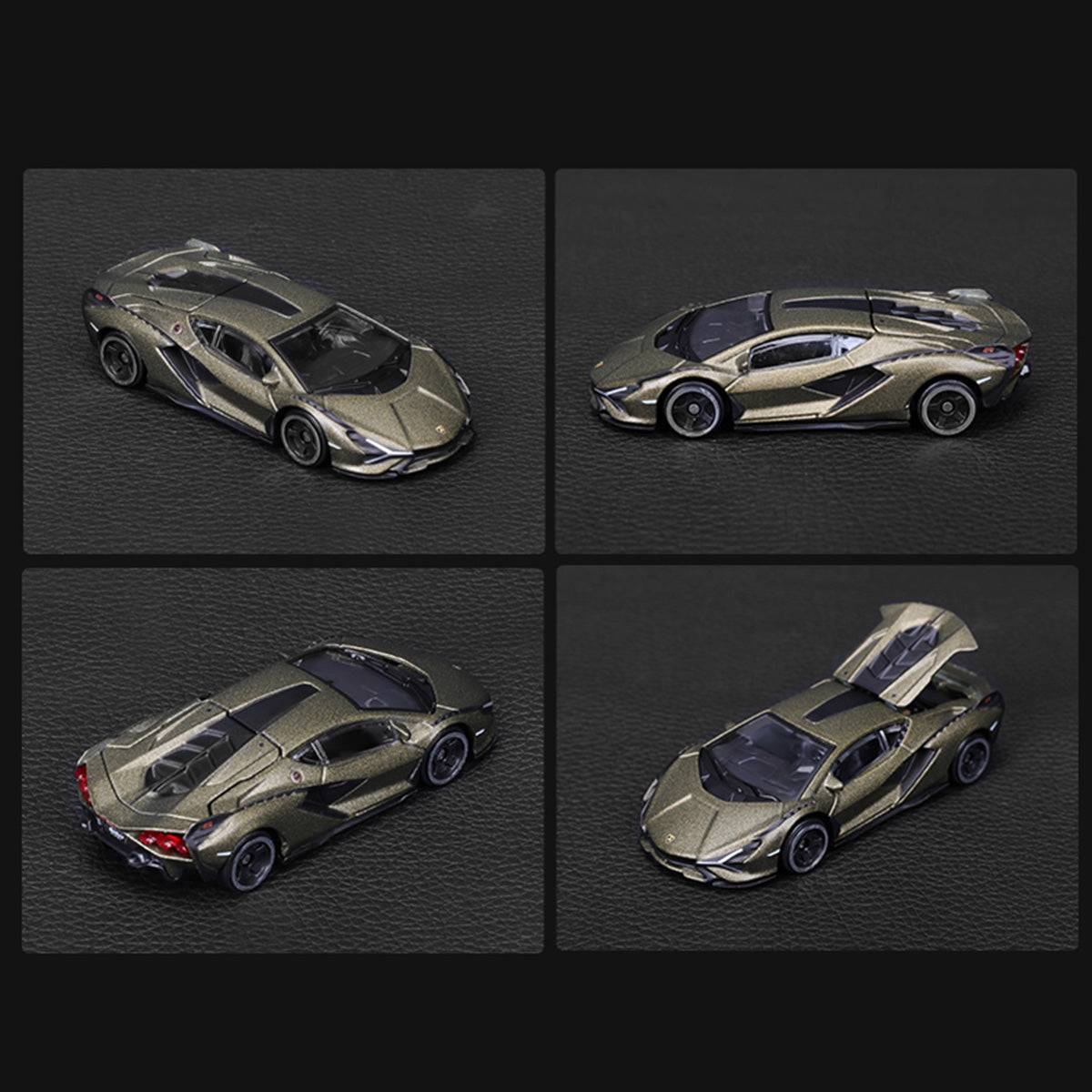 Bburago 1:64 Lamborghini Sián FKP 37 diecast model car with opening rear engine cover and intricate detailing for car lovers.