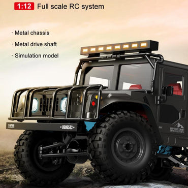 1:12 scale WBRC BG1535 H1 HUMMER RC truck featuring metal chassis, metal drive shaft, and realistic simulation model design.