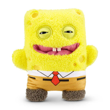 FUGGLER Soft Plush Toy resembling a goofy yellow sponge character with buck teeth and fuzzy texture. Great for fans of novelty plush toys.