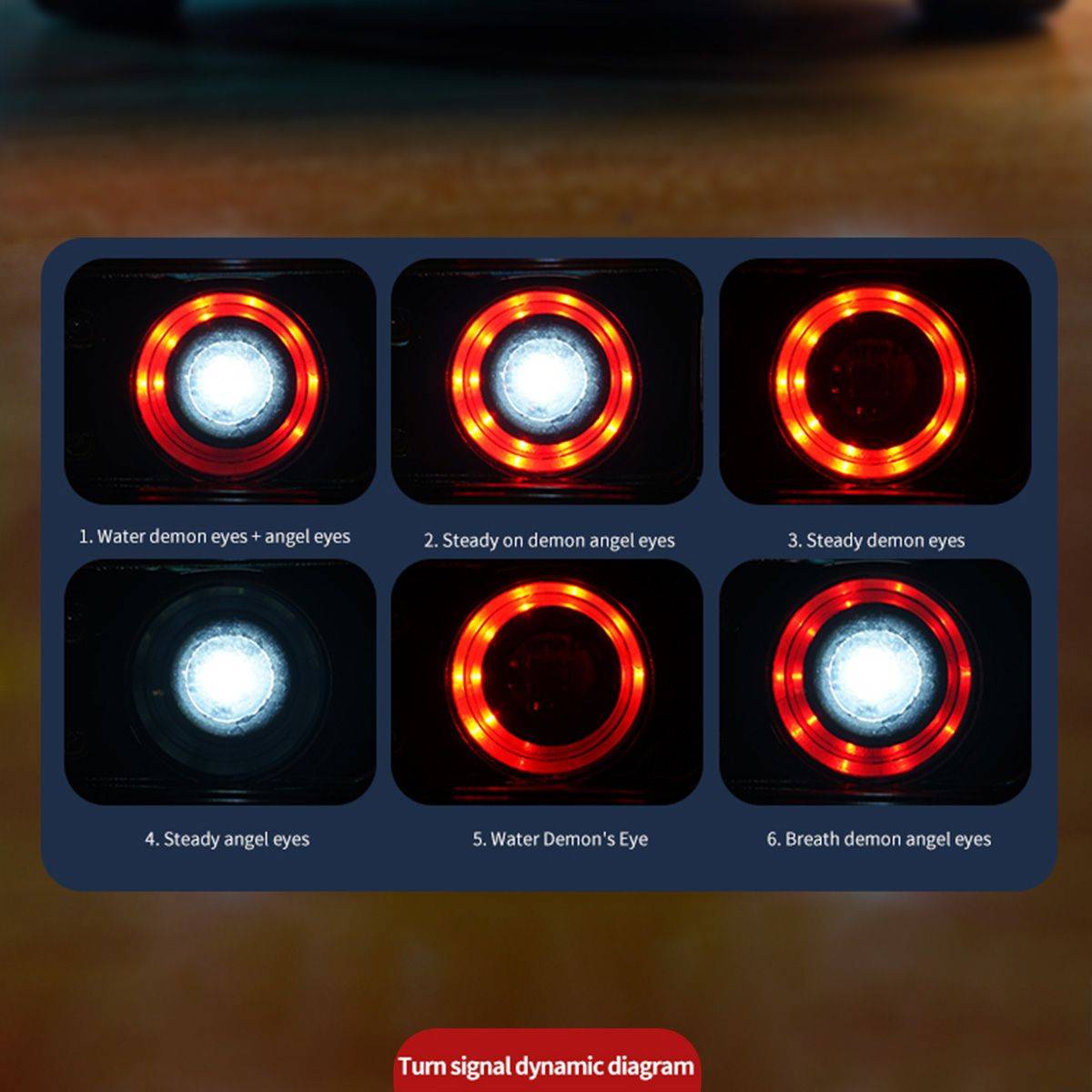 Different LED headlamp modes of the 16303 Electric High Speed 4WD RC Drift Car, featuring various lighting effects for a stylish racing experience.