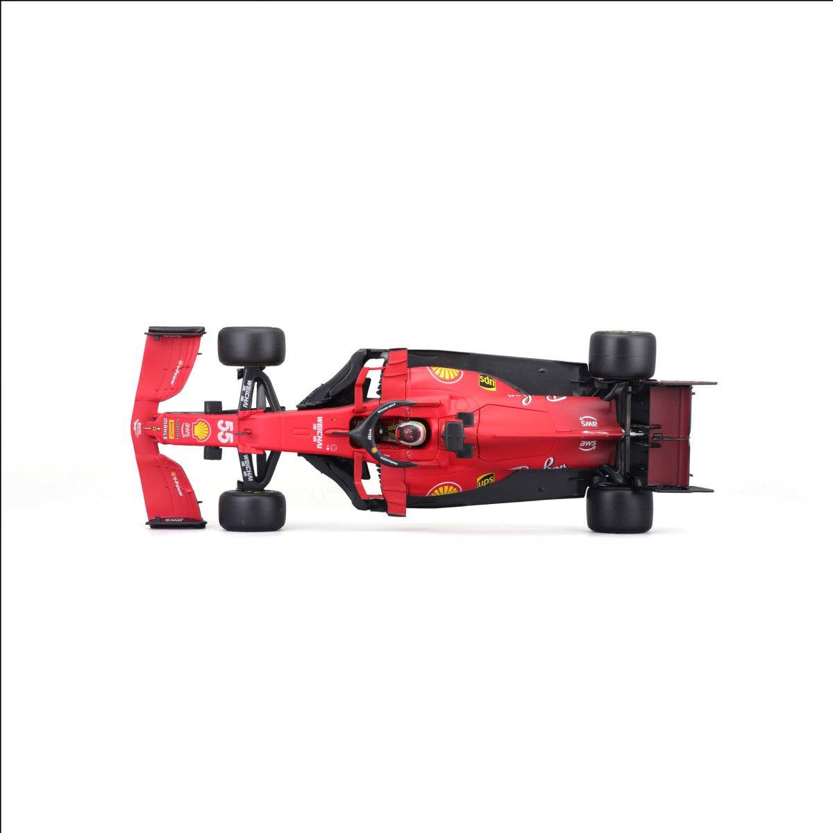 Top-down view of the Bburago 1:18 Ferrari F1 Car Model 2021 SF21, showing the cockpit and aerodynamic structure.