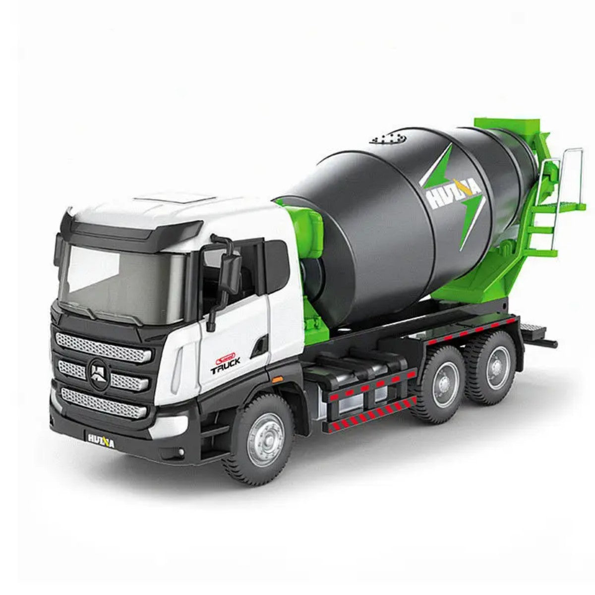 Huina 1719 1:50 Alloy Mixer Truck Static Model with realistic detailing and durable alloy build, ideal for collectors or kids' construction play.