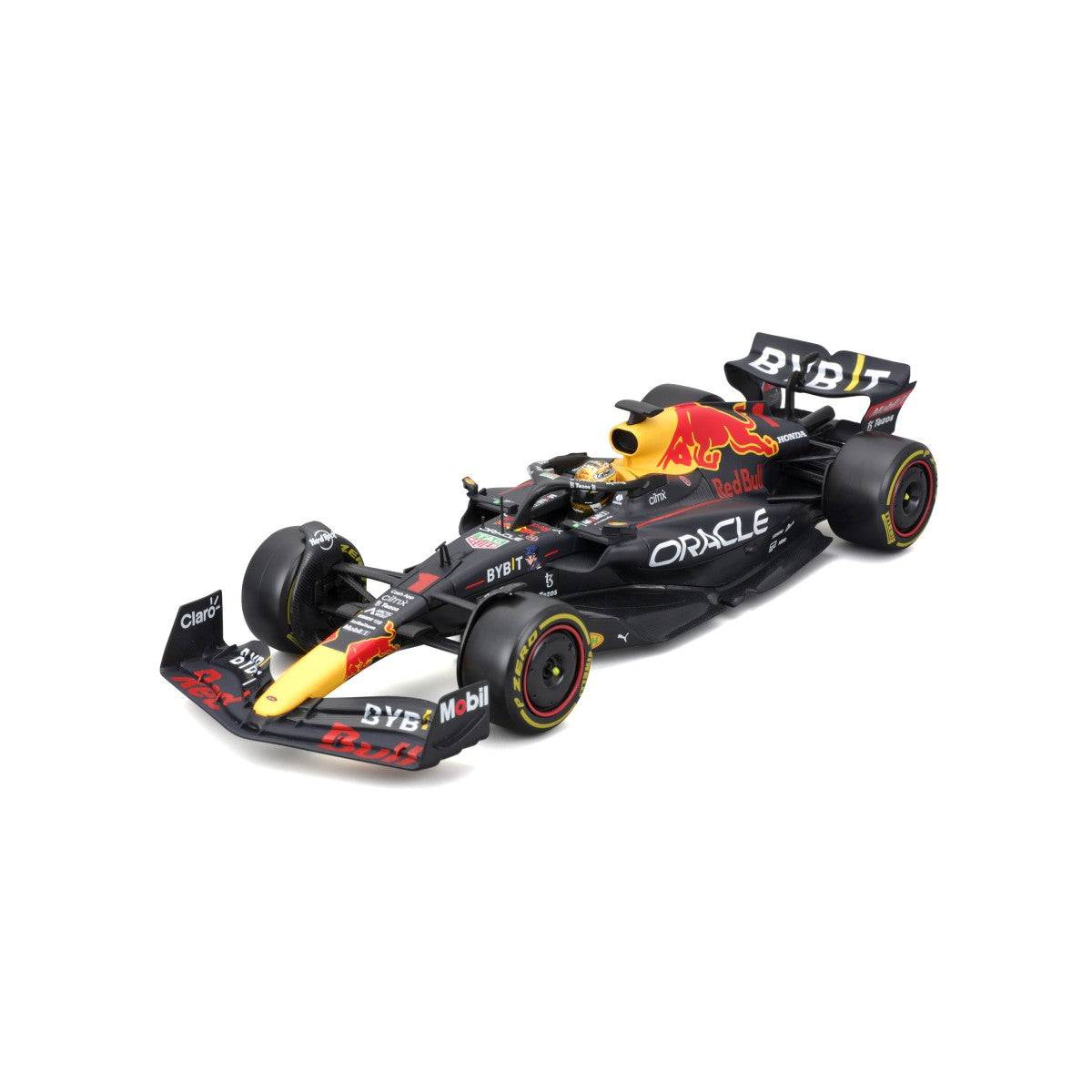 Front-left angle of Bburago 1:24 F1 Car Model Red Bull Racing RB18 #1 Verstappen, featuring intricate details and championship-winning design.