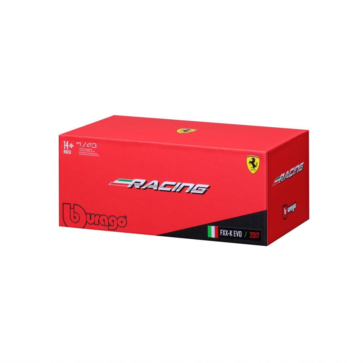 Bburago 1:43 Ferrari 312 P 1972 alloy model car packaging in red box with Ferrari and Bburago branding, perfect for collectors and gifting.