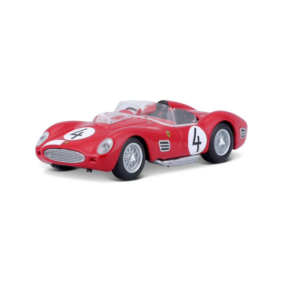 Front three-quarter view of Bburago 1:43 Ferrari 250 Testa Rossa 1959 model car, highlighting its classic grille and racing aesthetics.