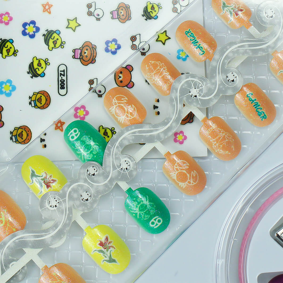 12 Zodiac Signs Kids Nail Art Set HW23158395 by HugmieToys, featuring colorful, non-toxic nail stickers with fun zodiac designs for kids' DIY nail art.