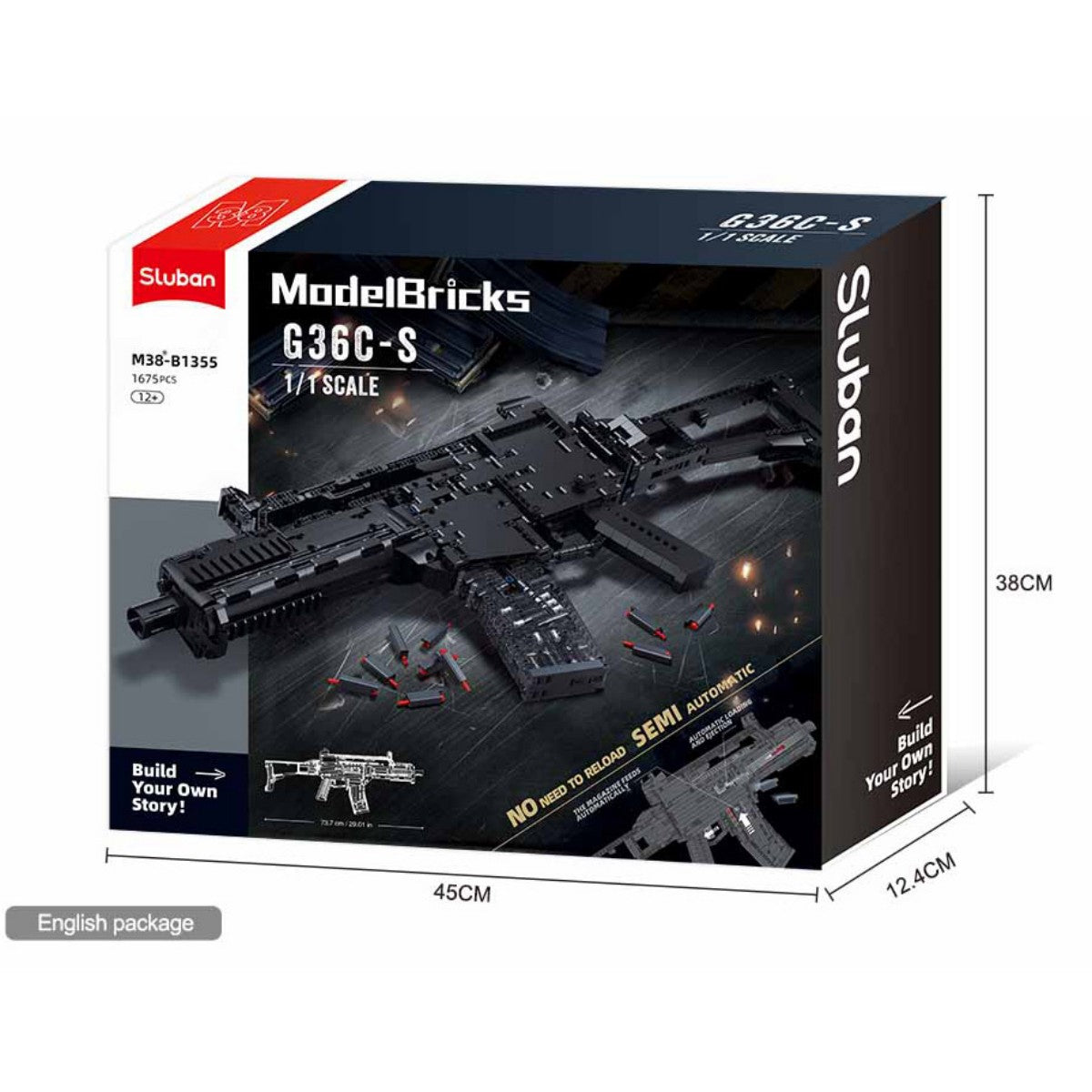 SLUBAN M38-B1355 Model Bricks Gun 1/1 G36C-S 1675Pcs