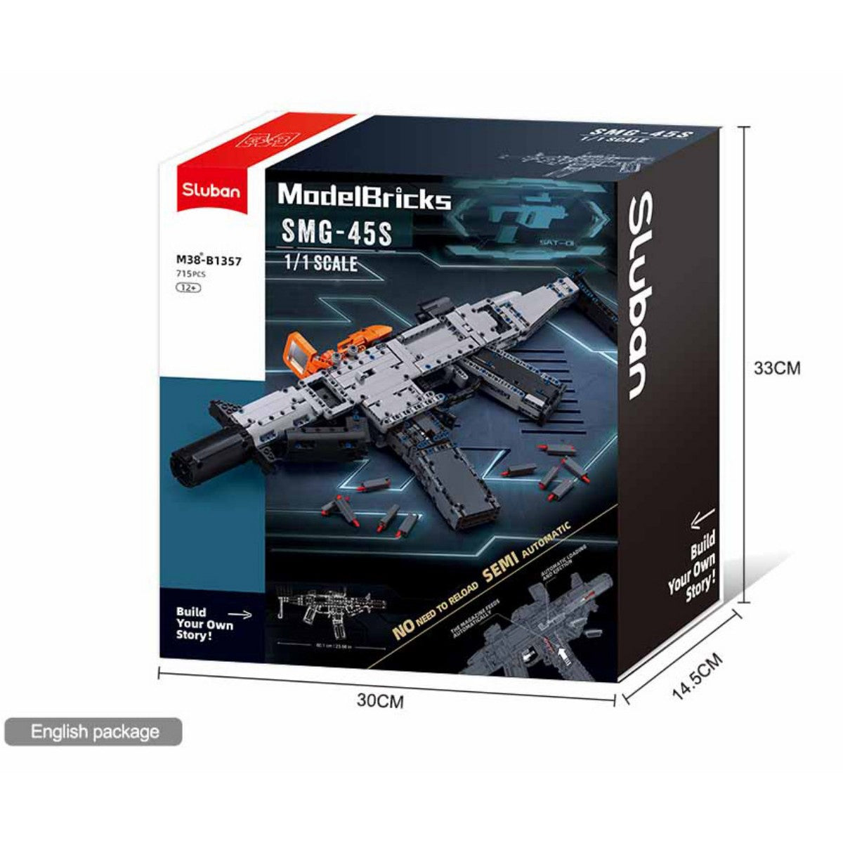 SLUBAN M38-B1357 Model Bricks Gun 1/1 SMG-45S 715Pcs