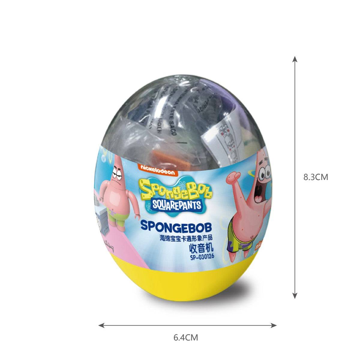 SpongeBob SquarePants Capsule Toy Music Party SP-030402 showcasing Patrick in a musical theme. Compact packaging with dimensions of 8.3cm height and 6.4cm width.