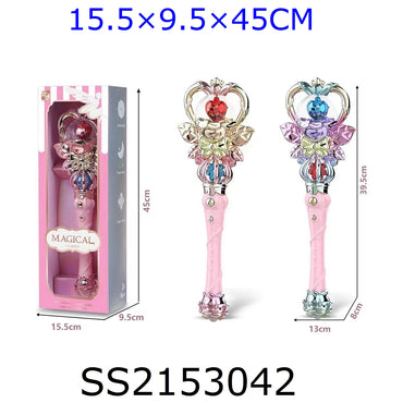 SEA&SUN Magic Wand with Music and Light(Random Color) in a jeweled heart design, includes sound and light features for magical pretend play fun.