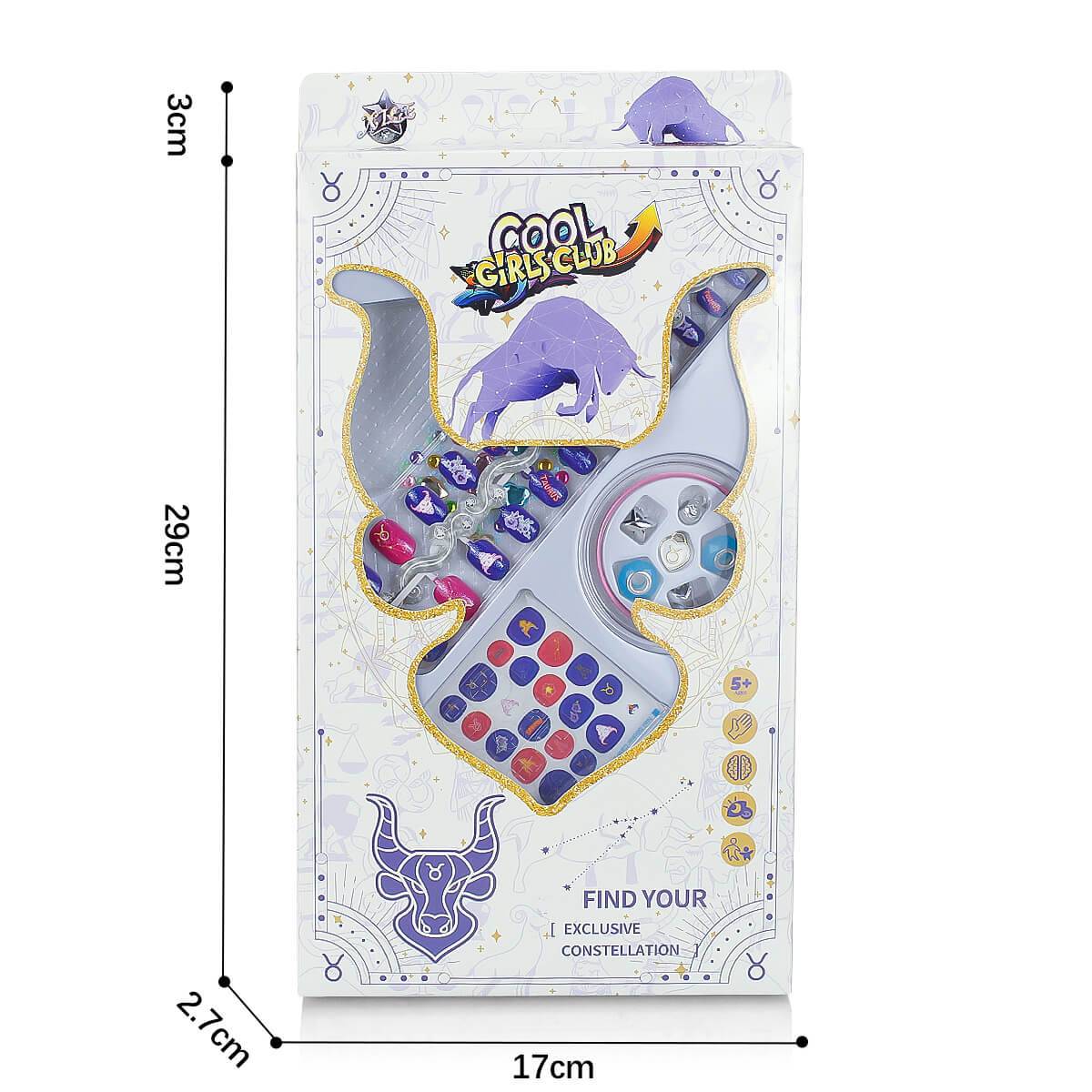 Taurus edition packaging of the 12 Zodiac Signs Kids Nail Art Set HW23158395, featuring constellation-inspired nail art designs.