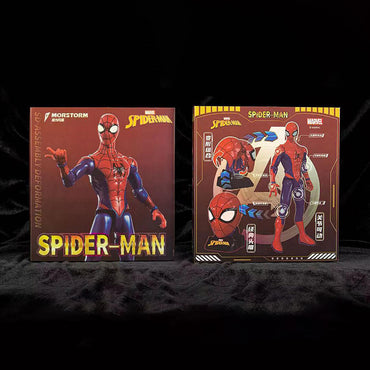 Marvel Transformer Toy Action Figure Spider-Man box showing front and back views with transformation features and illustrated instructions.