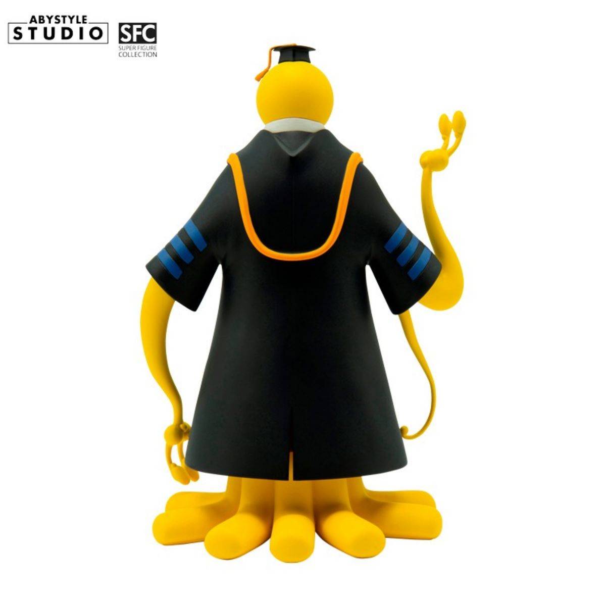 Rear view of the ABYstyle Studio Koro Sensei figure, showcasing the detailed sculpting of his academic robe and tentacle-like limbs.