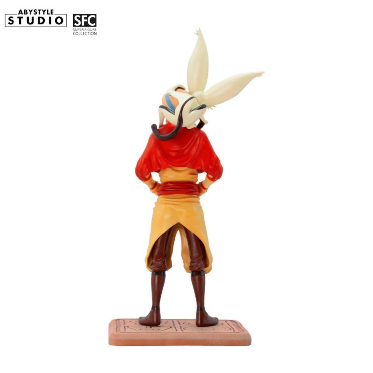 Back view of ABYstyle Studio Avatar The Last Airbender Aang SFC Figure, showcasing Aang’s stance and Momo’s detailed sculpting.
