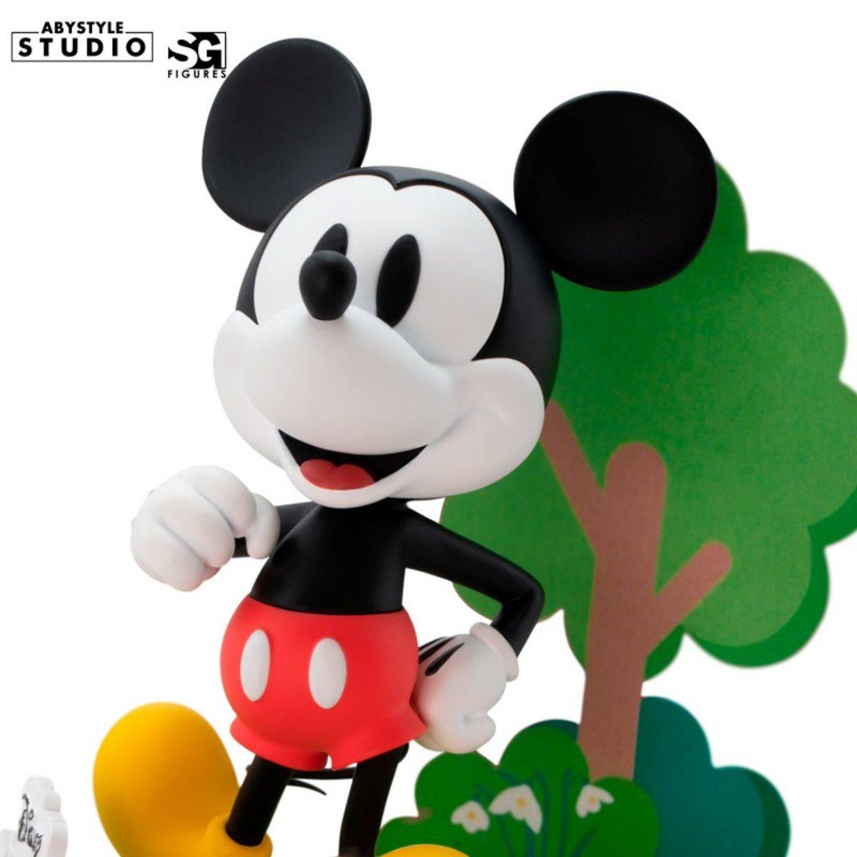 Close-up of ABYstyle Studio Mickey Mouse figure, capturing the character’s joyful expression and high-quality design.