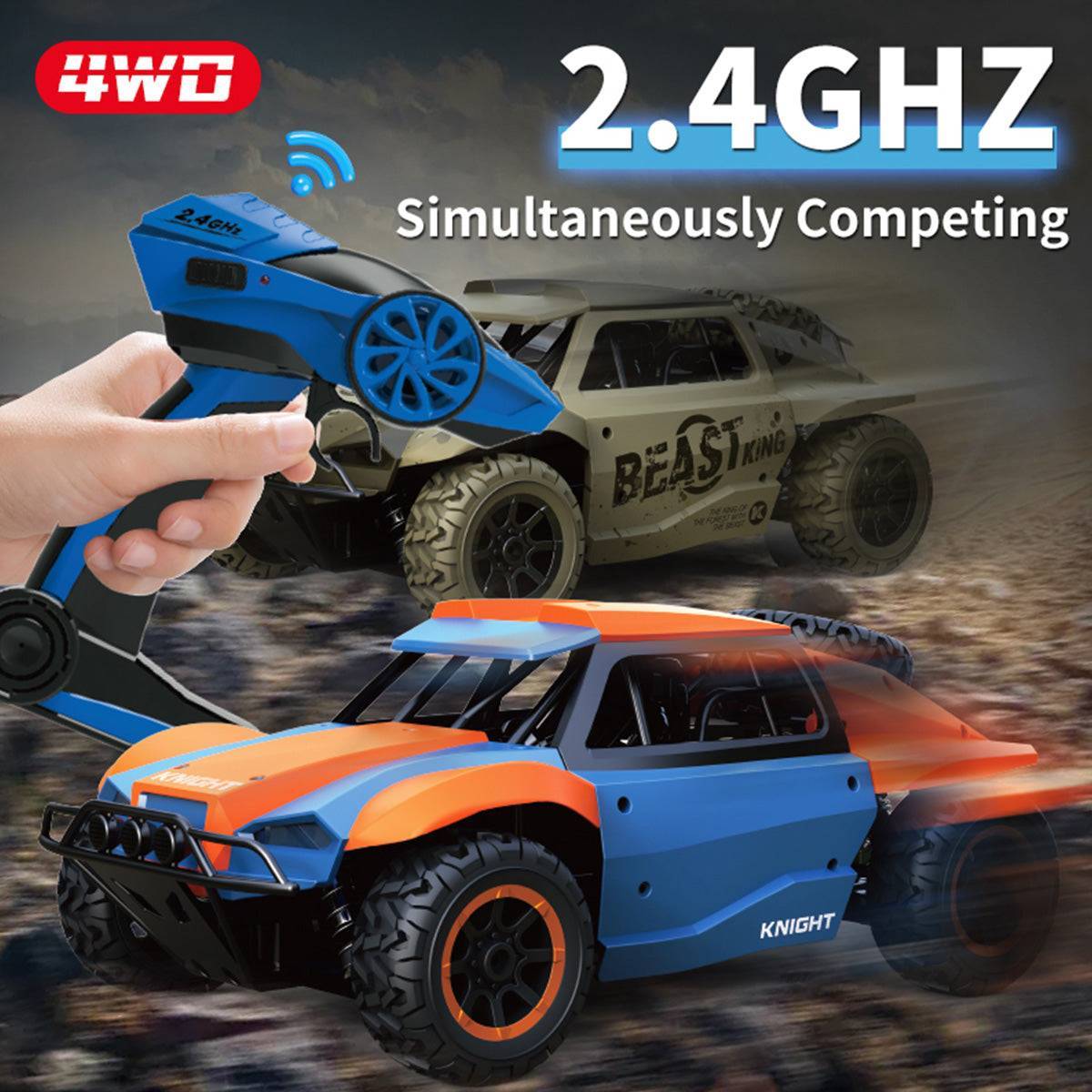 2.4GHz remote control system for DK1803 4WD Off Road Remote Control Car, allowing simultaneous competition and precise handling.