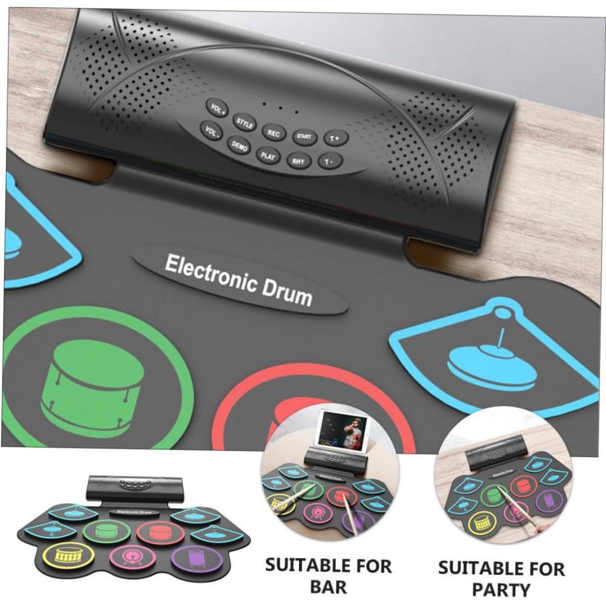 MD862MC Electronic Drum Pad Set with built-in speakers, suitable for bars, parties, and personal music practice sessions.