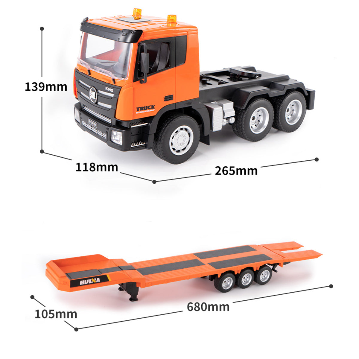 Huina 1319 1:18 Remote Control Flatbed Trailer and Excavator Set-HugmieToys