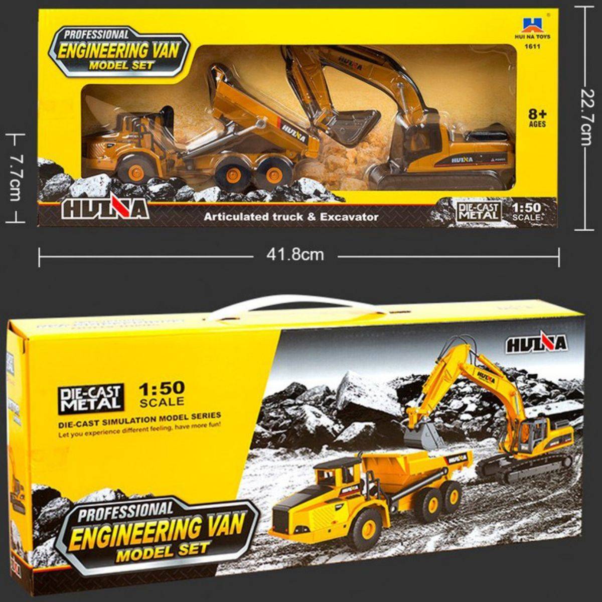 Huina 1611 Alloy Excavator and Dumper Truck Set-HugmieToys