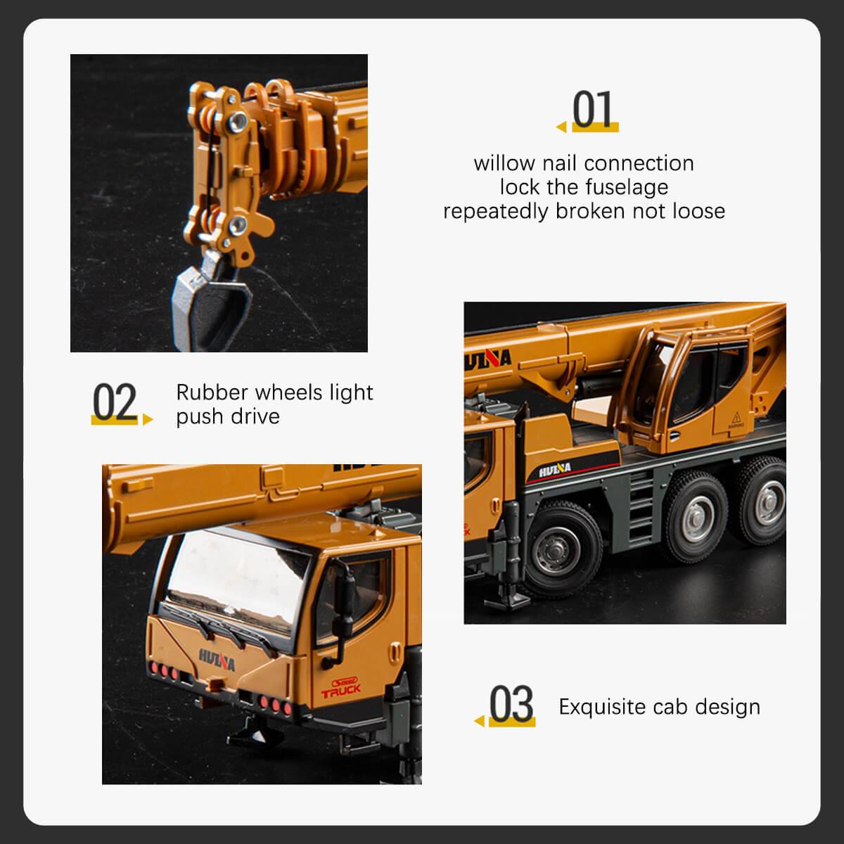 Huina 1702 1:50 Alloy Truck Mounted Crane Model-HugmieToys