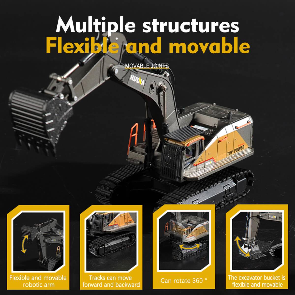 Huina 1721 1:50 Alloy Excavator Diecast Model-HugmieToys