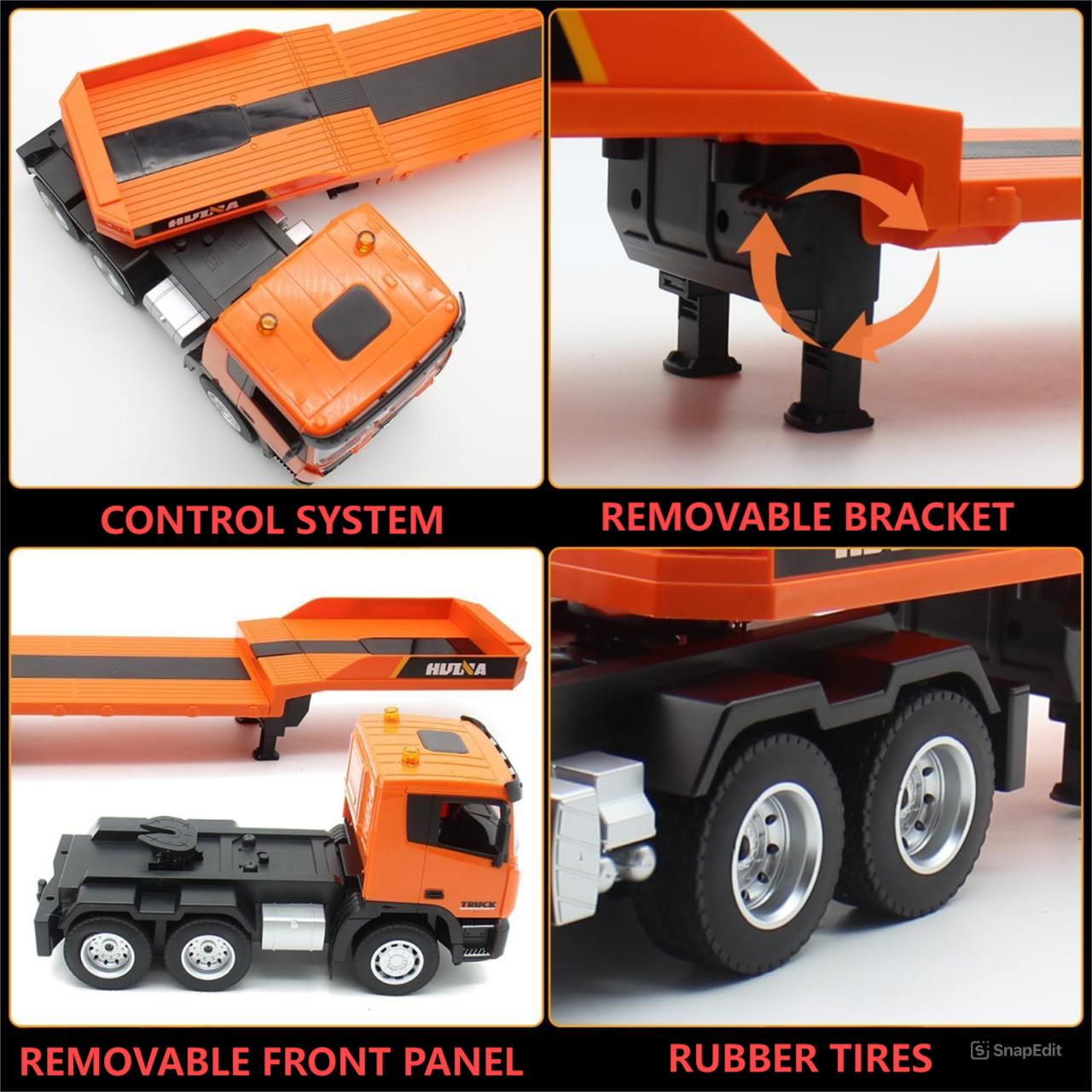 Huina 1729 1:50 Alloy Diecast Flatbed Truck with Excavator - HugmieToys