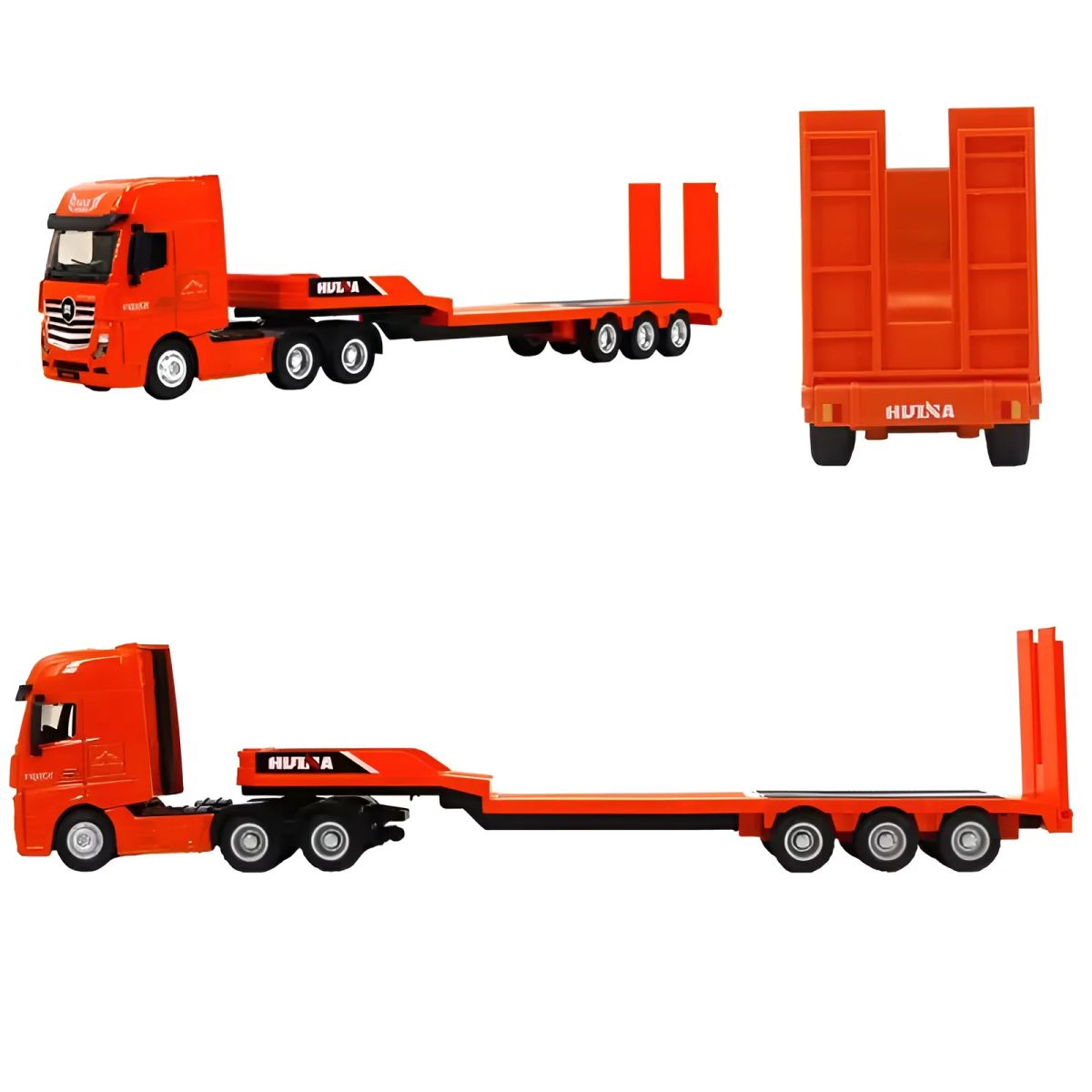 Huina 1729 1:50 Alloy Diecast Flatbed Truck with Excavator - HugmieToys