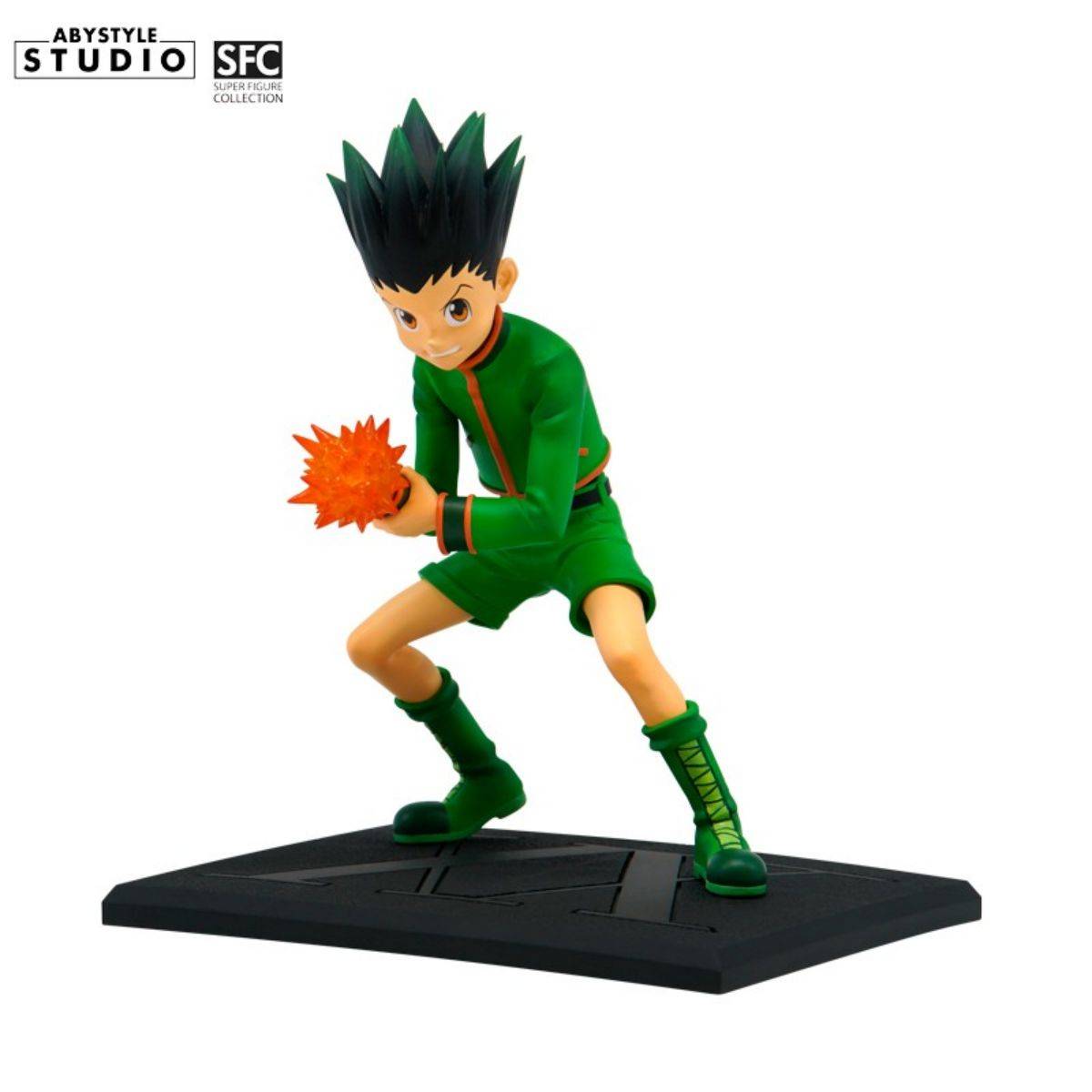 ABYstyle Studio Hunter x Hunter Gon SFC Figure 15cm on a black base. PVC action figure showcasing Gon’s Jajanken attack in a battle-ready stance.