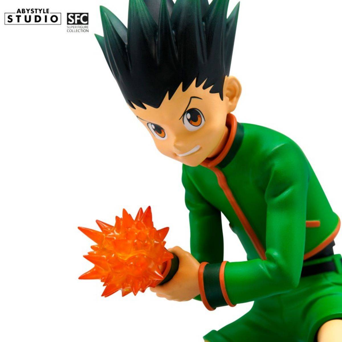 Close-up of ABYstyle Studio Hunter x Hunter Gon SFC Figure 15cm. Highlights Gon’s determined expression and translucent Jajanken attack effect.