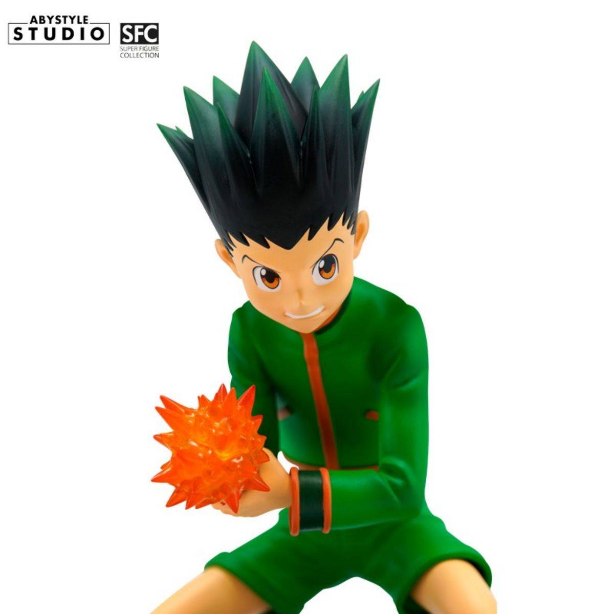 Front view of ABYstyle Studio Hunter x Hunter Gon SFC Figure 15cm. Features Gon’s intense battle pose with his glowing Jajanken attack in hand.