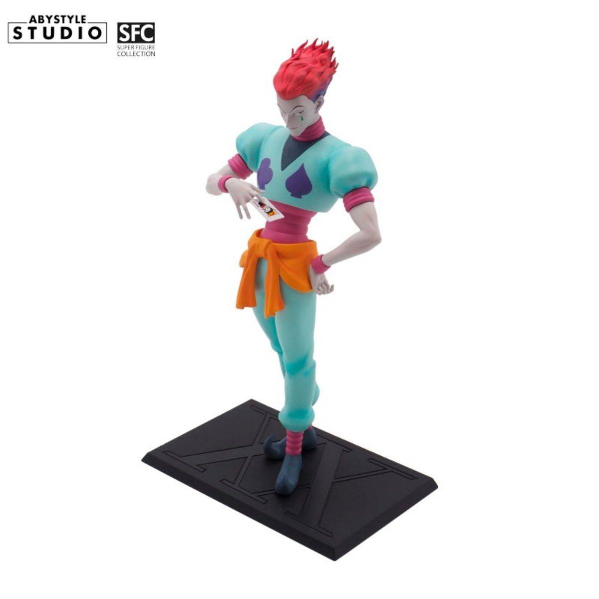 Top-down angle of ABYstyle Studio Hunter x Hunter Hisoka SFC Figure 20cm, showing his pose and base design in full detail.