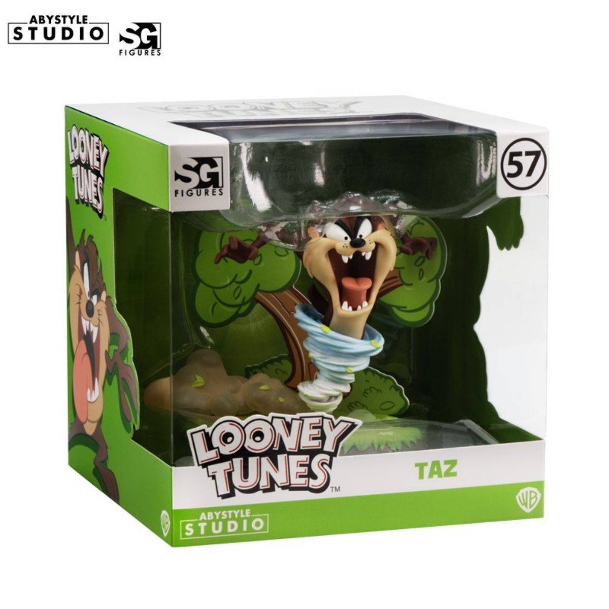 ABYstyle Studio Looney Tunes Taz Figure in its original packaging, featuring a clear display window and vibrant Looney Tunes branding.