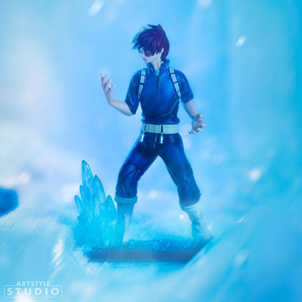 ABYstyle Studio Shoto Todoroki figure in an immersive ice-themed setting, showcasing his signature quirk.