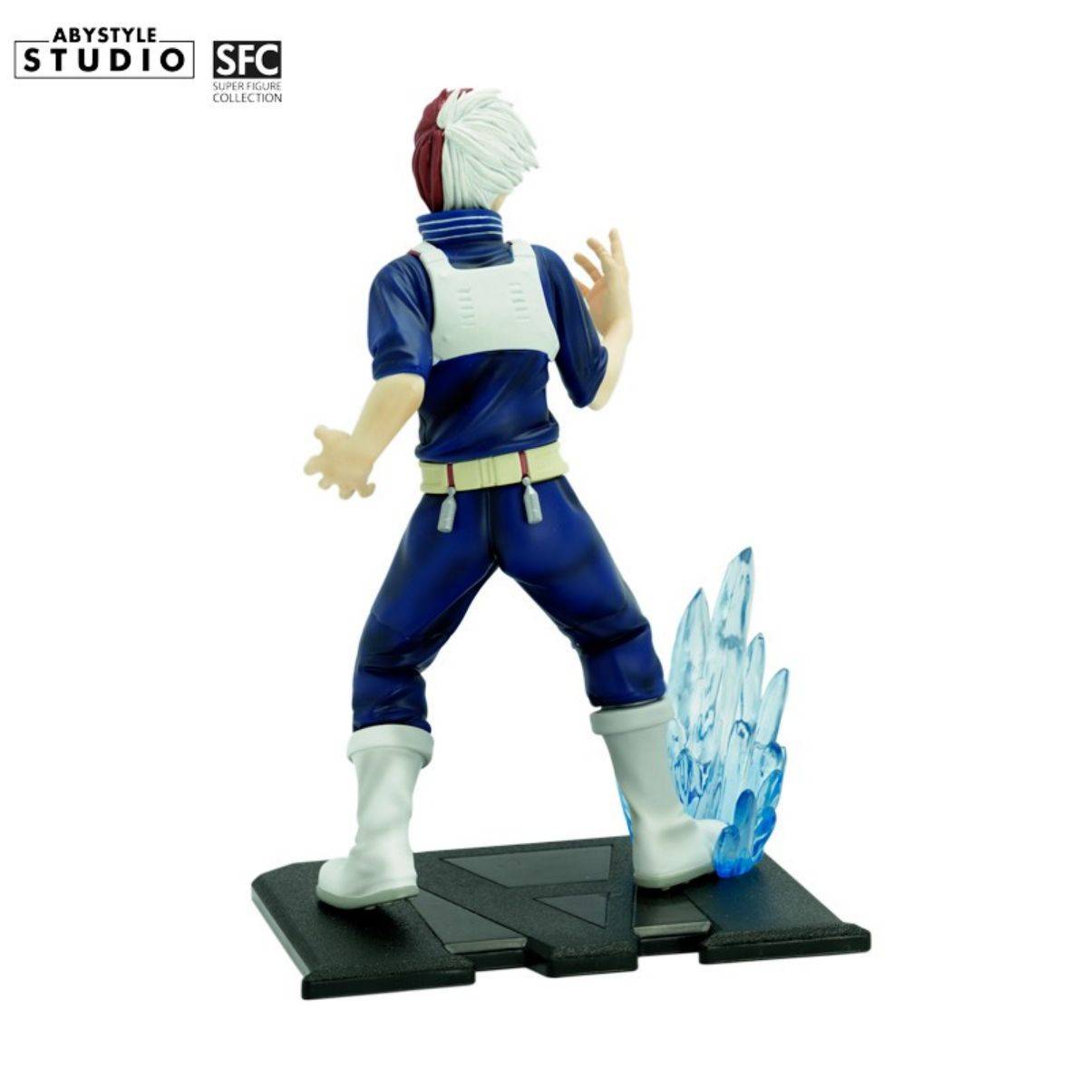 Back view of Shoto Todoroki SFC Figure, displaying character details and translucent ice effect on base.