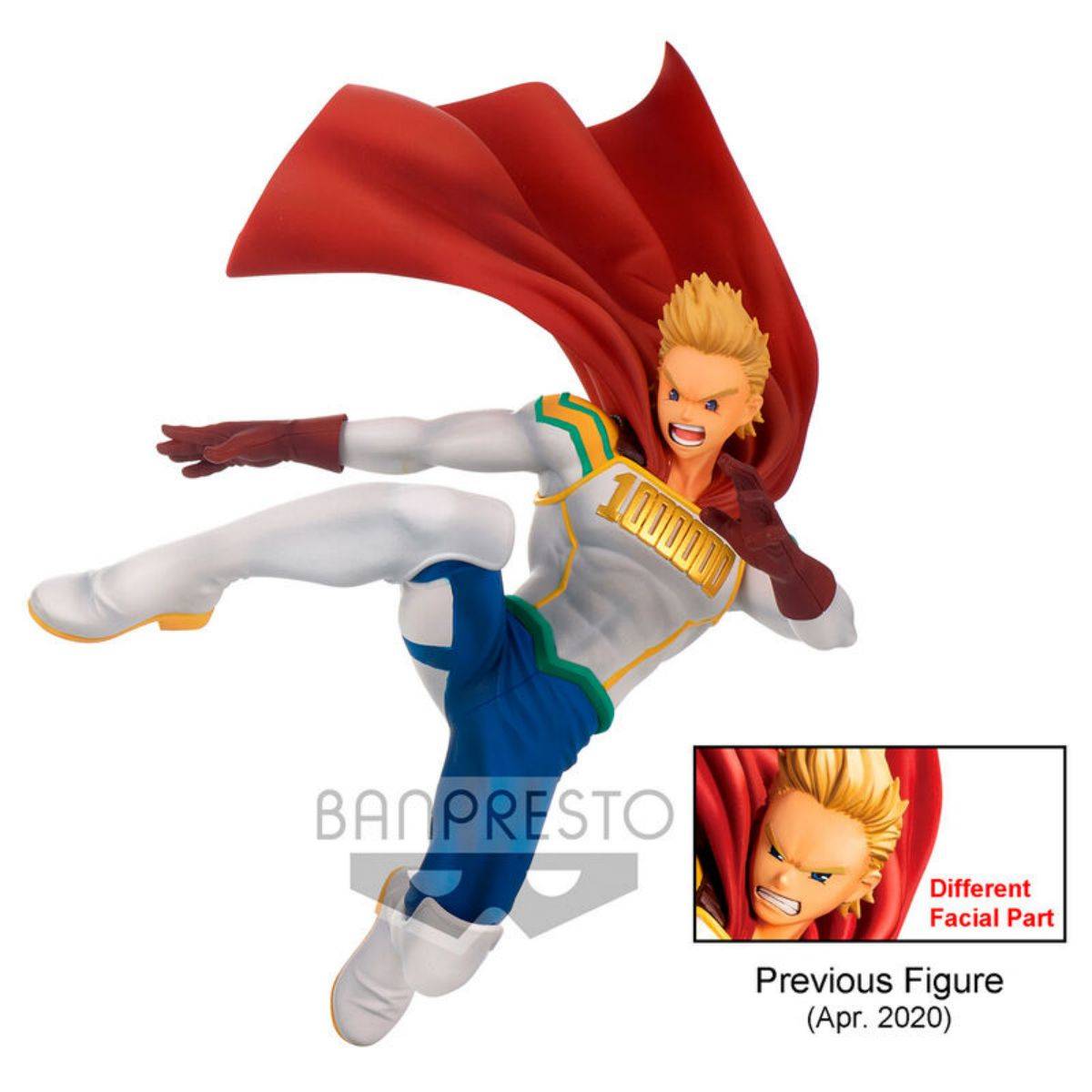 Comparison of My Hero Academia The Amazing Heroes Lemillion 13cm action figure with previous version, showcasing updated facial expression.