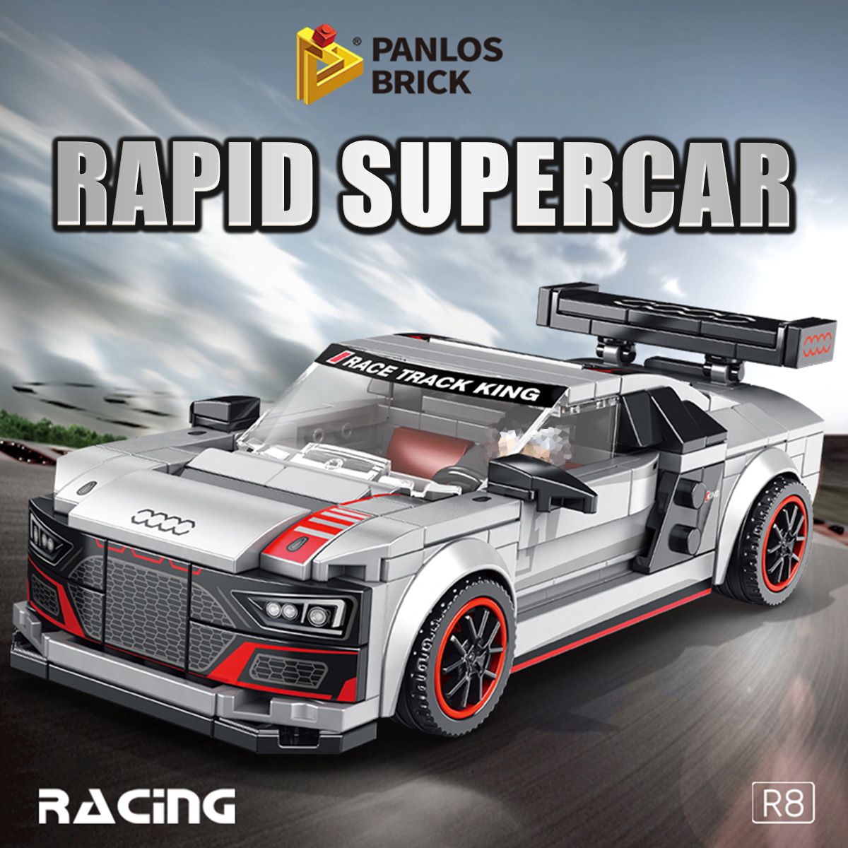 Panlos Brick Rapid Supercar Racing R8 set with a high-speed racing theme. A great choice for young builders and car fans.