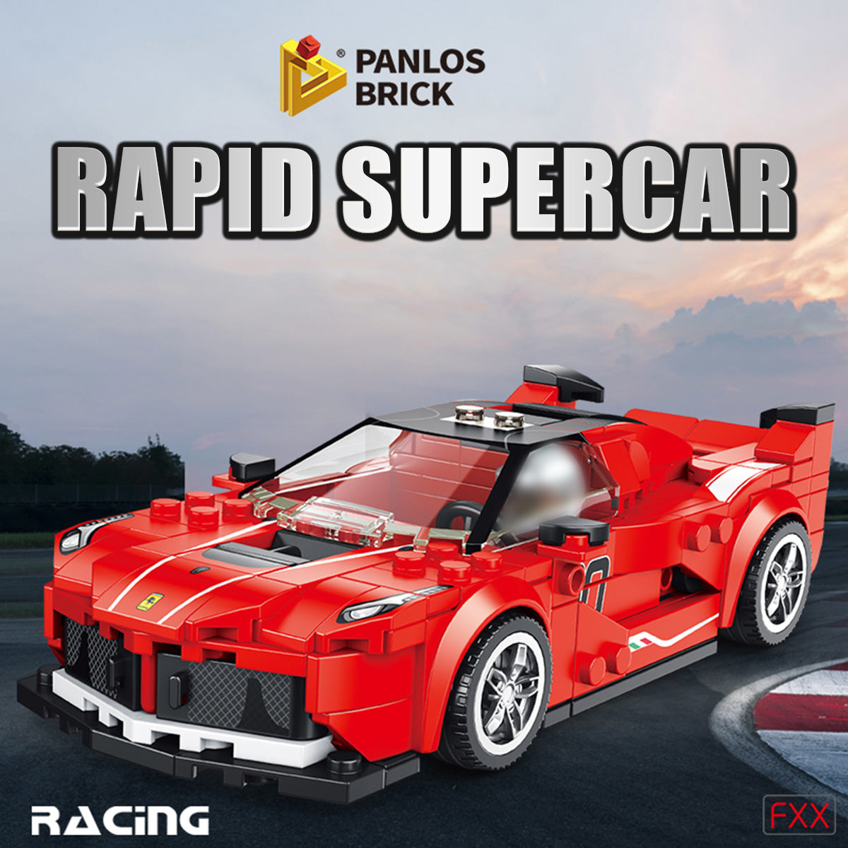 Panlos Brick Rapid Supercar Racing FXX set with a high-speed racing theme. A great choice for young builders and car enthusiasts.