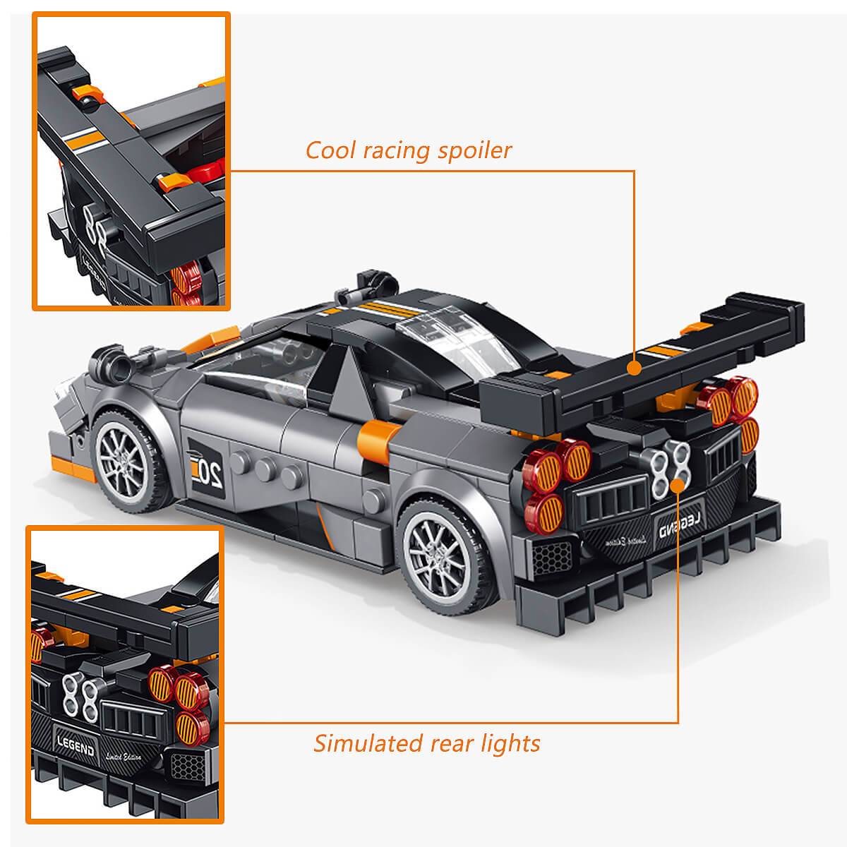 Panlos Brick Racing Hyayra introduction with 351 pieces. Features simulated interior design and transparent windshield for realism.
