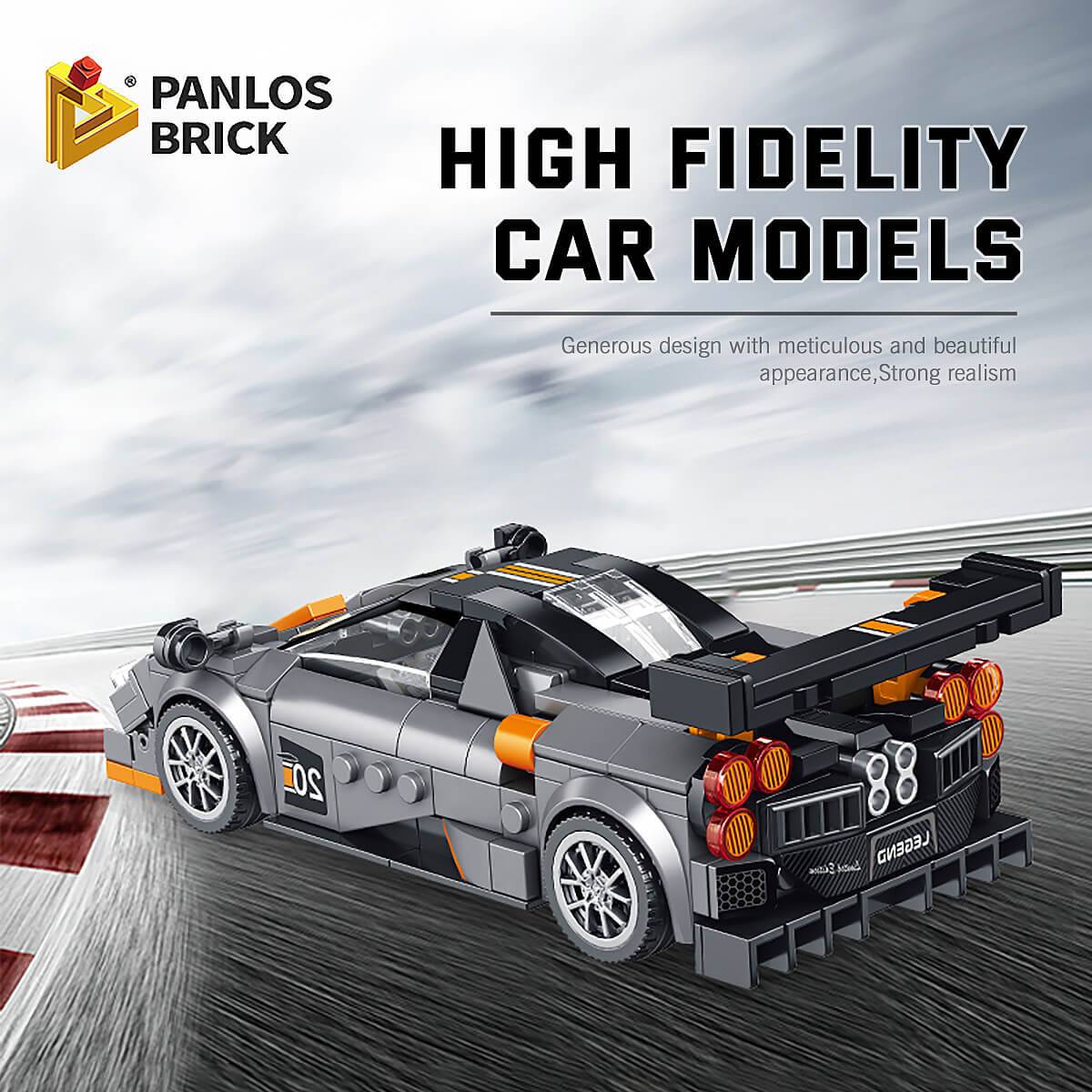Panlos Brick Racing Hyayra with high-fidelity car model design. Features realistic headlights, grille, and aerodynamic bodywork.