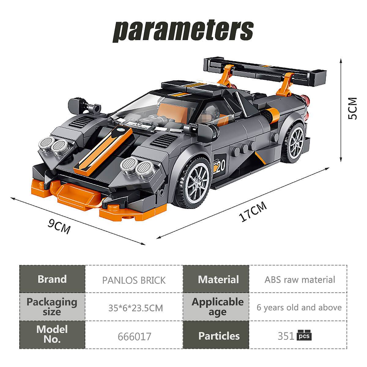 Panlos Brick Green Racing Car Building Blocks with a bold and modern design. Features a large rear wing and sleek bodywork.
