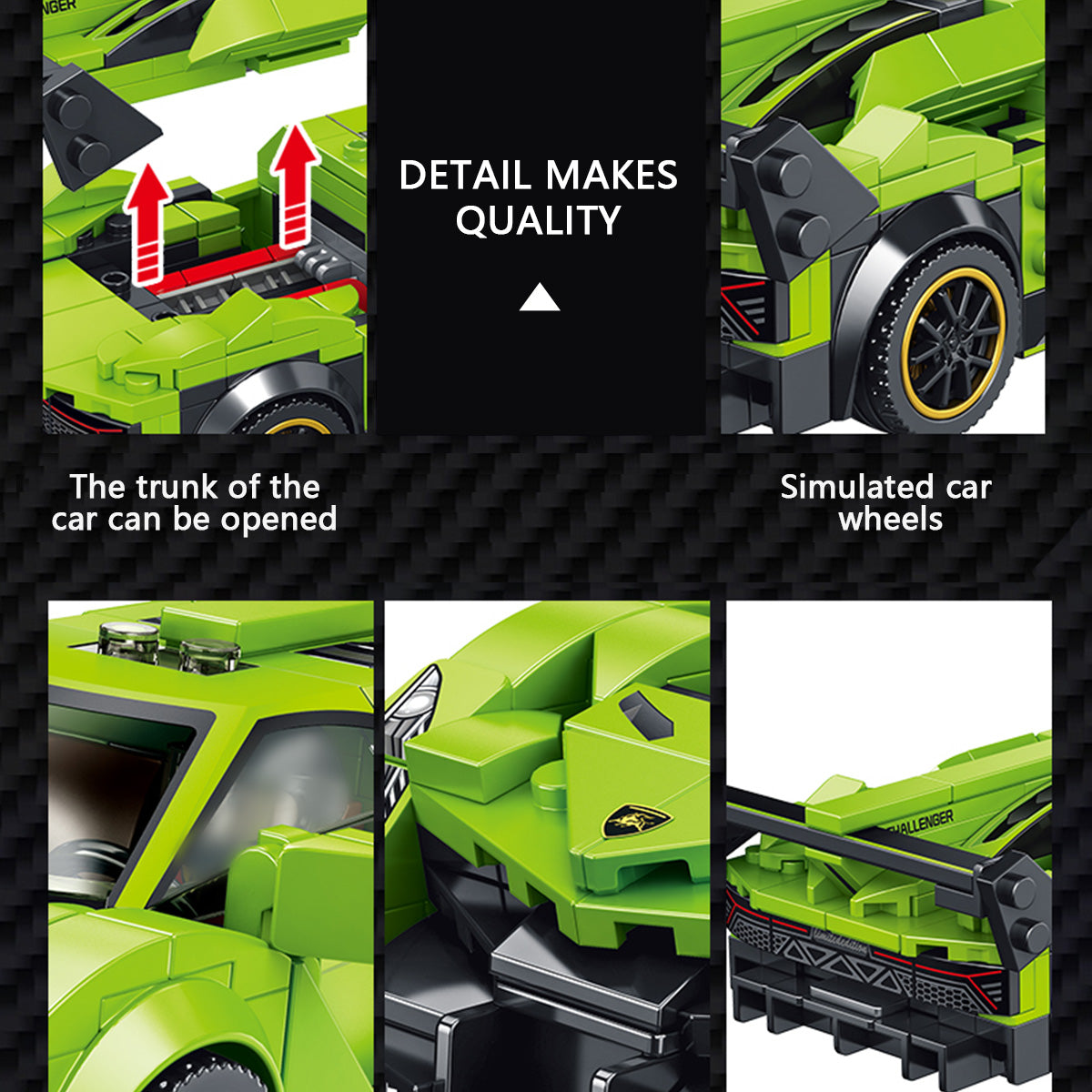 Panlos Brick Racing Veneno packaging with dimensions. A perfect gift for car lovers and young builders aged 6 and above.