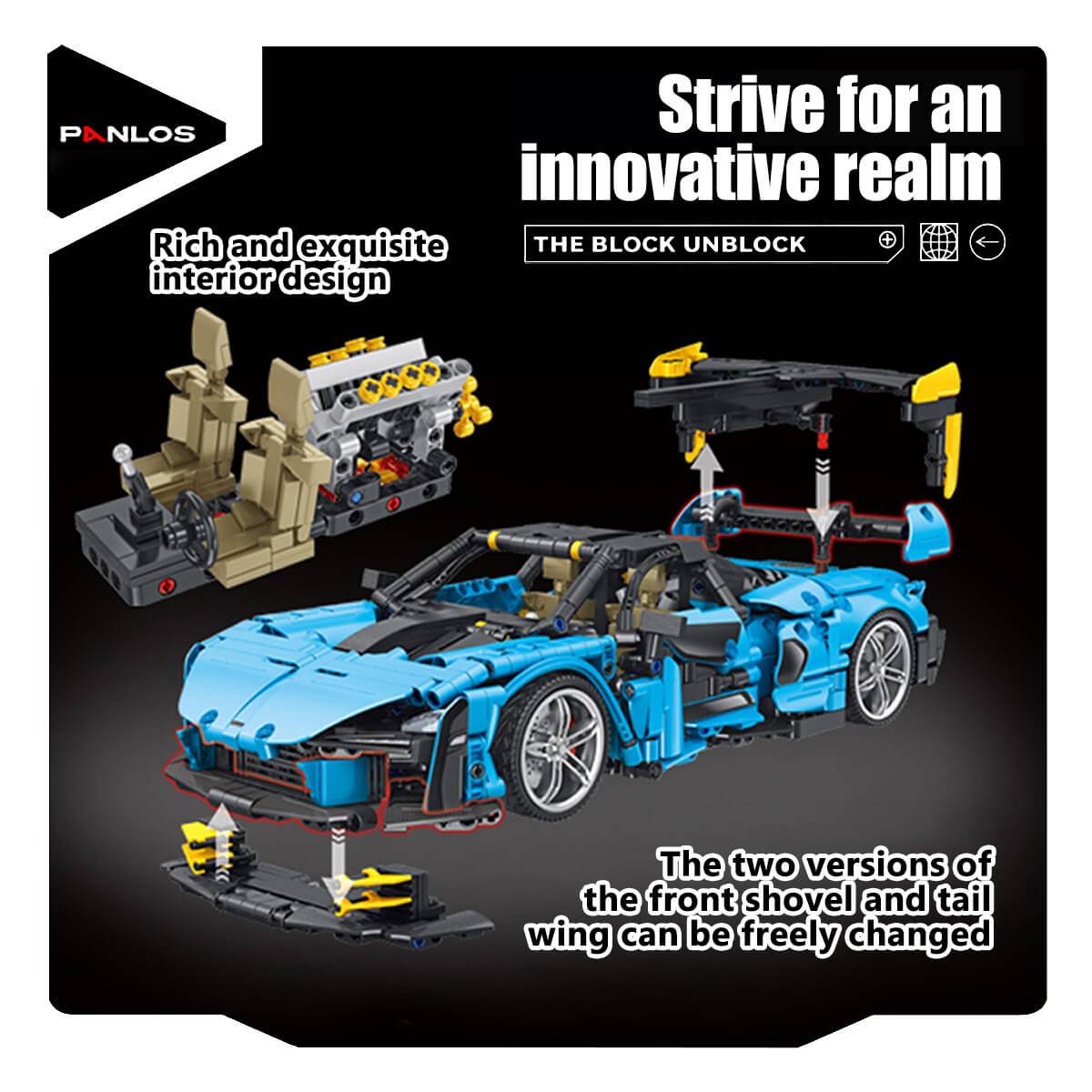 Panlos Brick 673002 Mechanical 1:14 Sena Sports Car 1610Pcs-HugmieToys