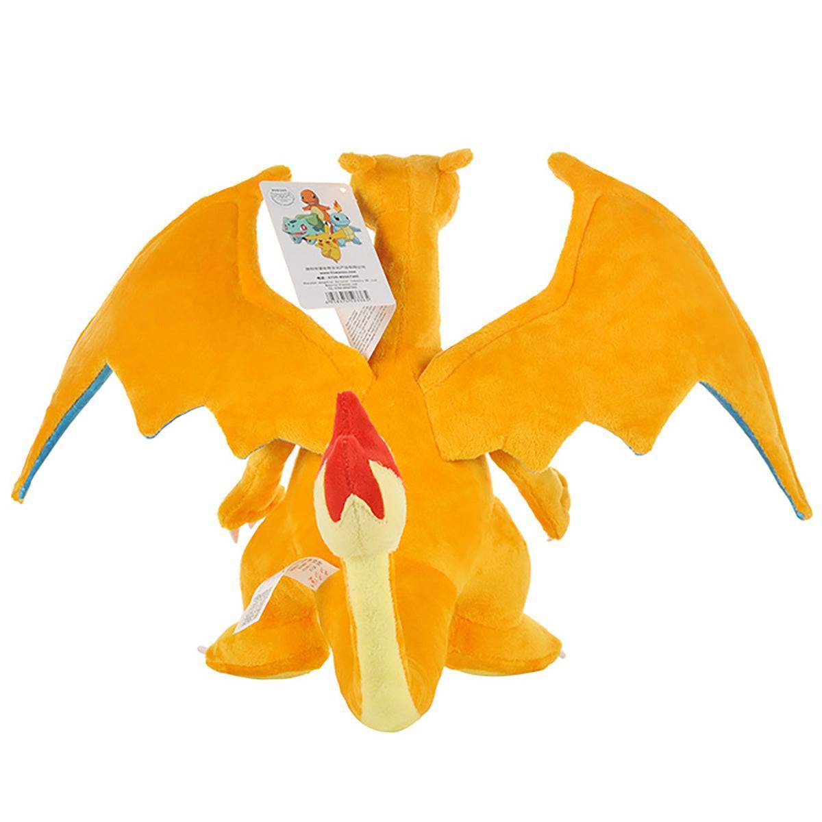 Back view of the Pokemon Charizard Plush Toy 25cm, highlighting its flame-tipped tail and plush wings. A must-have for Pokemon enthusiasts.