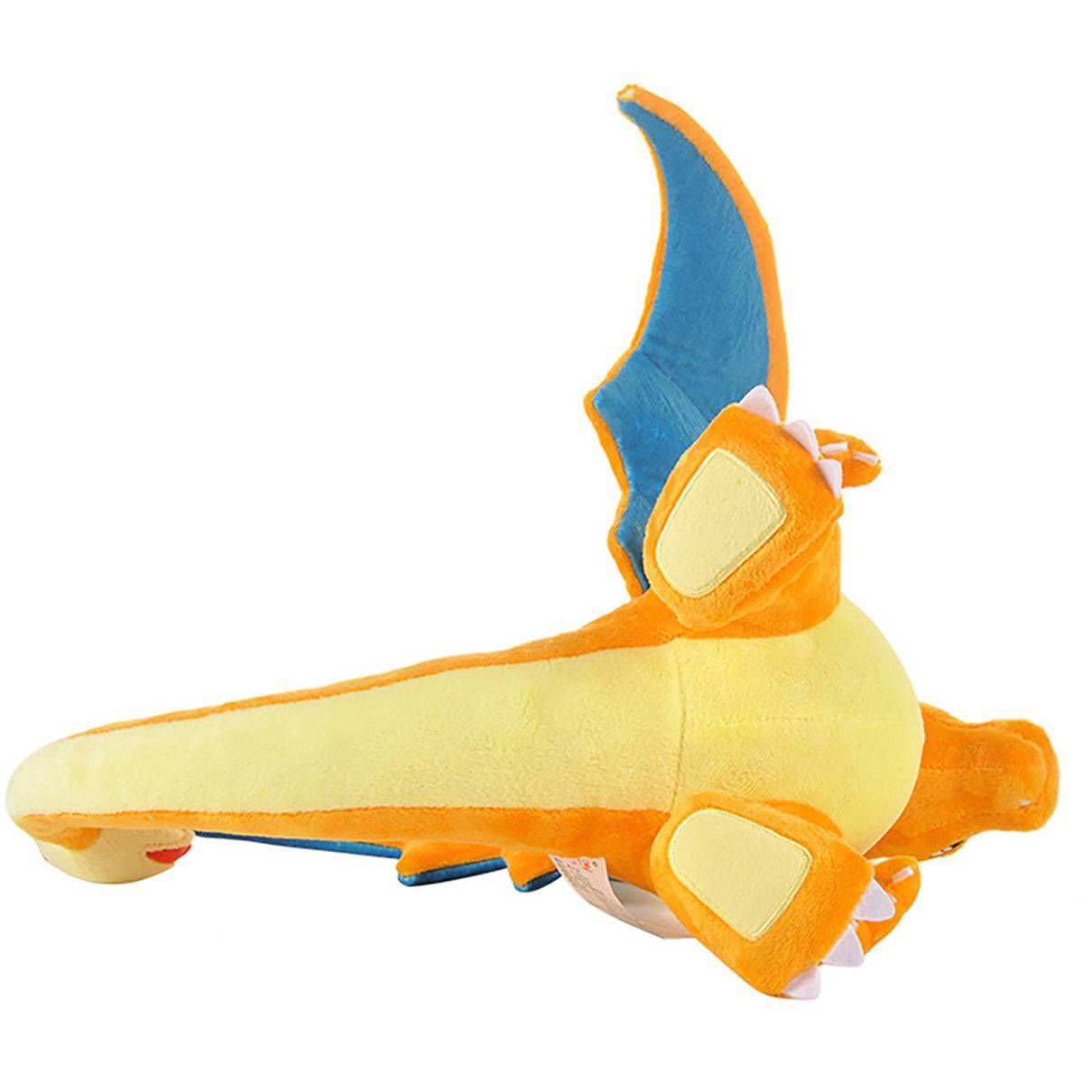Bottom view of the Pokemon Charizard Plush Toy 25cm, displaying its soft belly and sturdy plush feet. Made from high-quality cotton for durability.