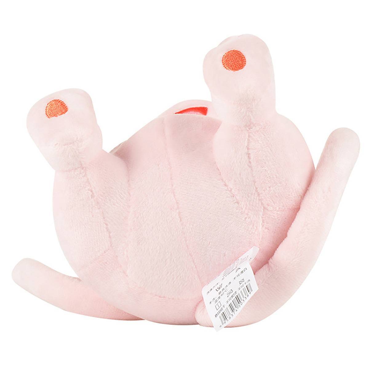Bottom view of Pokemon Mew Plush Toy 32cm highlighting its plush paws with embroidered details. A charming gift for Pokemon fans of all ages.