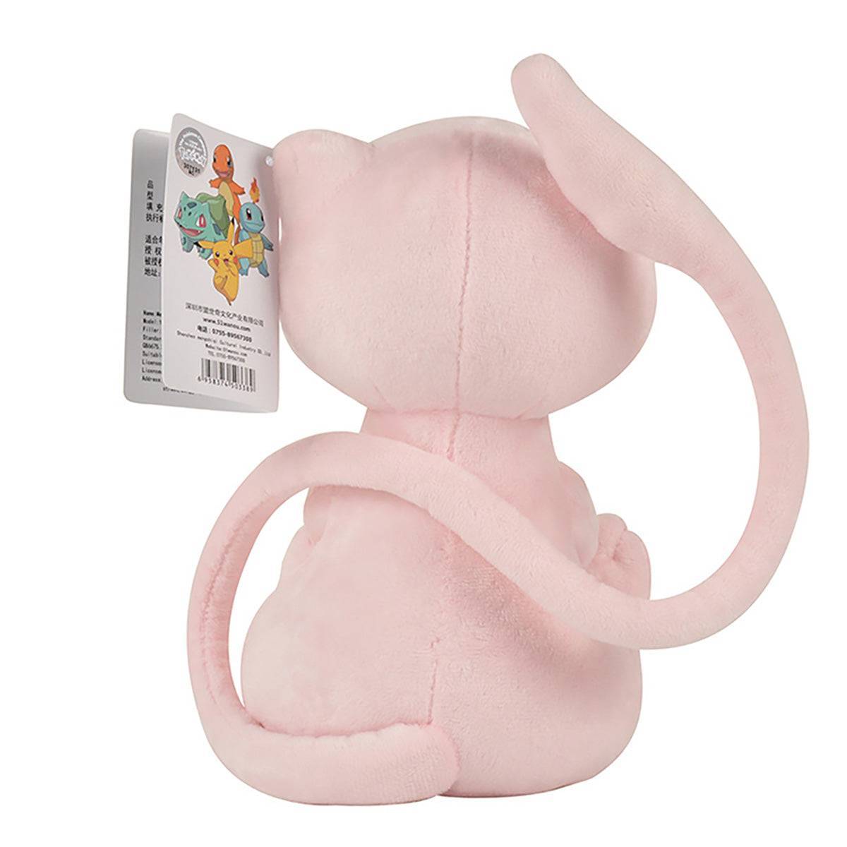 Back view of Pokemon Mew Plush Toy 32cm featuring its long tail and plush texture. Ideal for cuddling and displaying in any Pokemon collection.