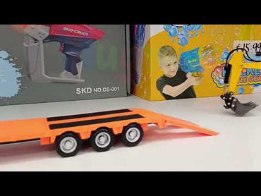 Huina 1729 1:50 Alloy Diecast Flatbed Truck with Excavator - HugmieToys