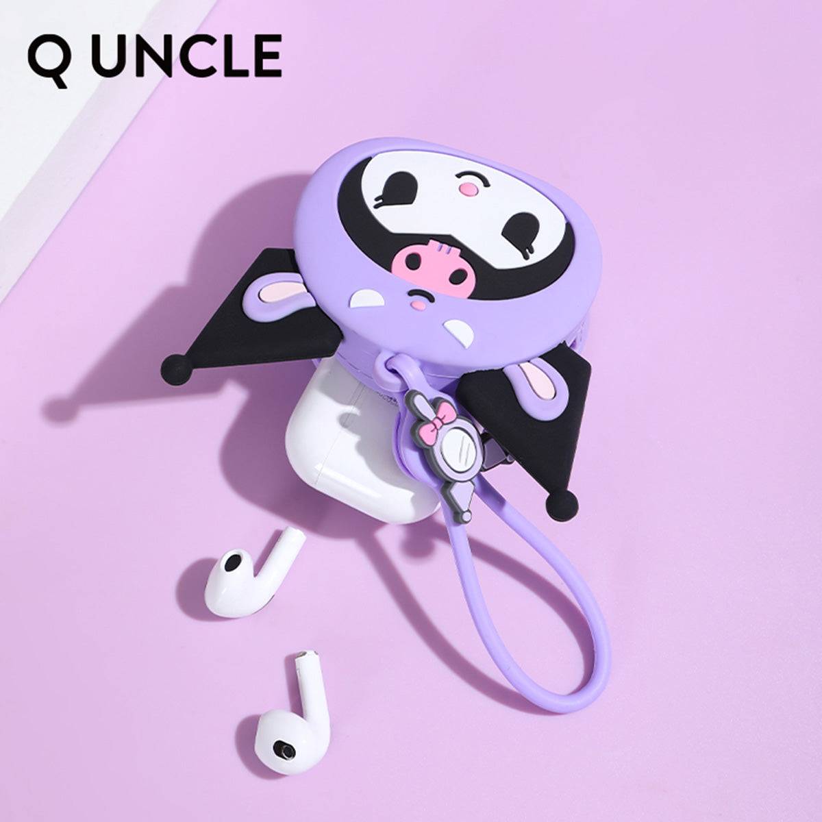 Kuromi silicone coin purse used as an AirPods case, showcasing its multifunctional design. A fun and practical storage solution.
