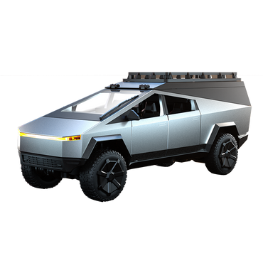 WBRC D897 Full Scale Tesla Alloy Remote Control Simulation Car in silver finish, featuring realistic design and rugged off-road tires.